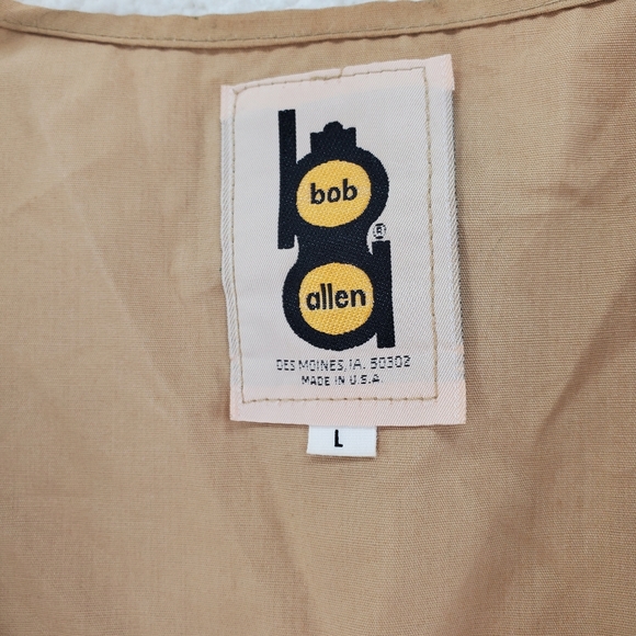 Bob Allen Hunting Vest Tan Mens L Leather Shoulder Panel Men’s L VTG - Picture 5 of 9